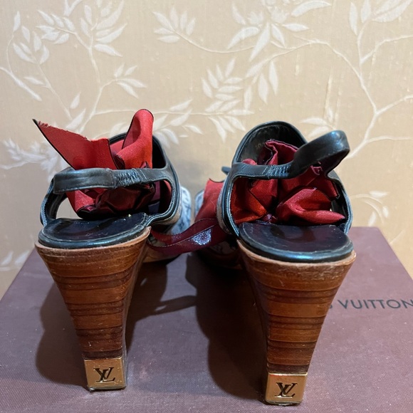 Louis Vuitton Blue Sling Back Shoe 👠 Wood Heel - Picture 3 of 8